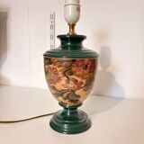 Old Ceramic Lamp Base Green Floral Decor Signed Olivier Corro