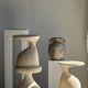 Large cream vase with double spiral handles in antique style, made of terracotta, H42 D3.