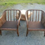 Pair of low rattan shepherdesses