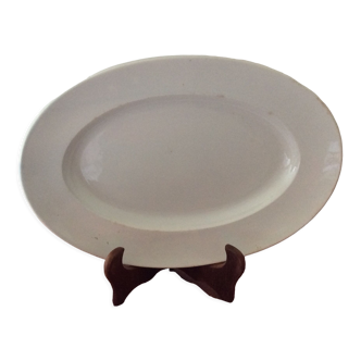 Ancien plat ovale blanc  veillard bordeaux