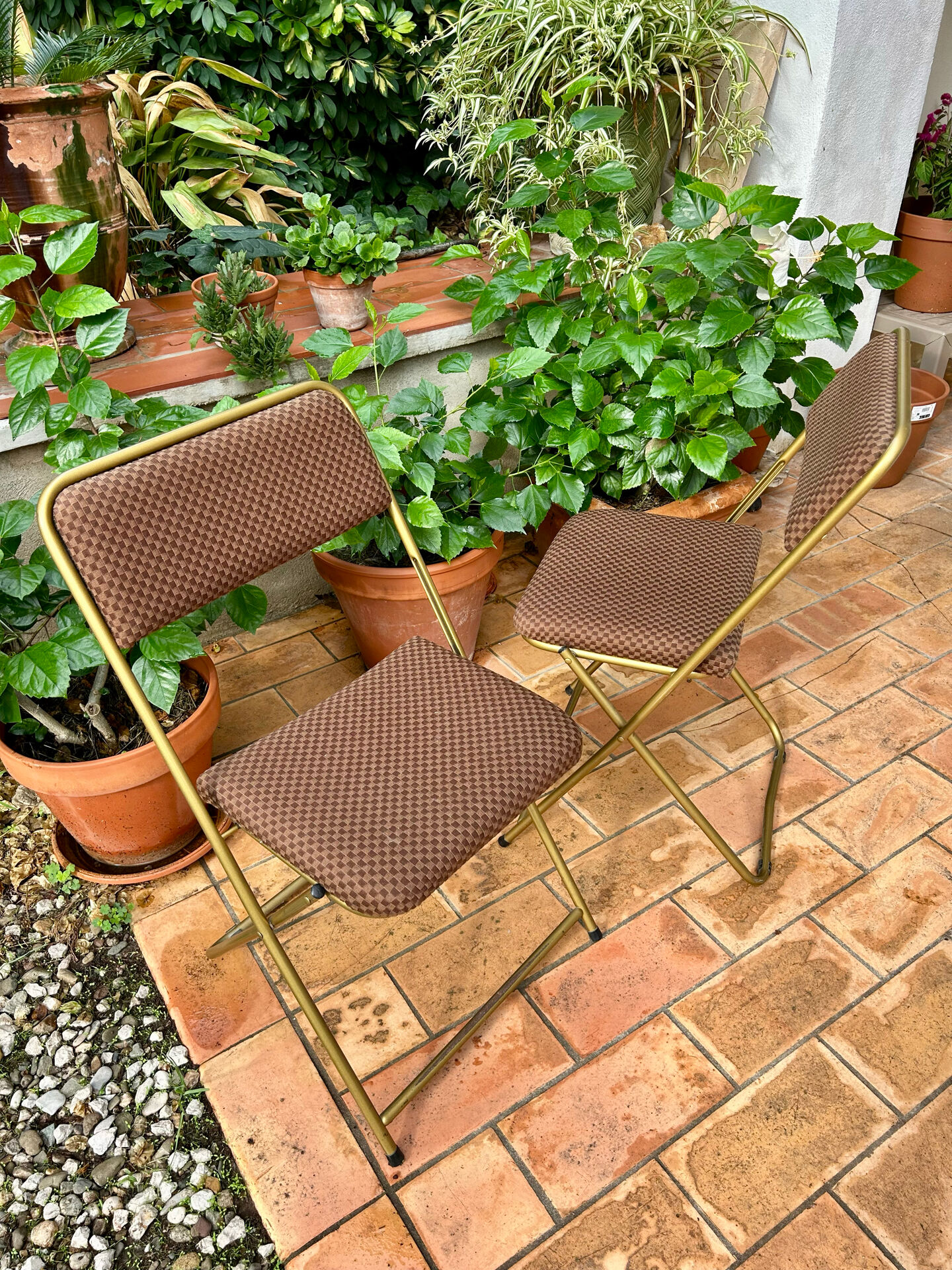 Chaises pliantes Lafuma vintage marrons