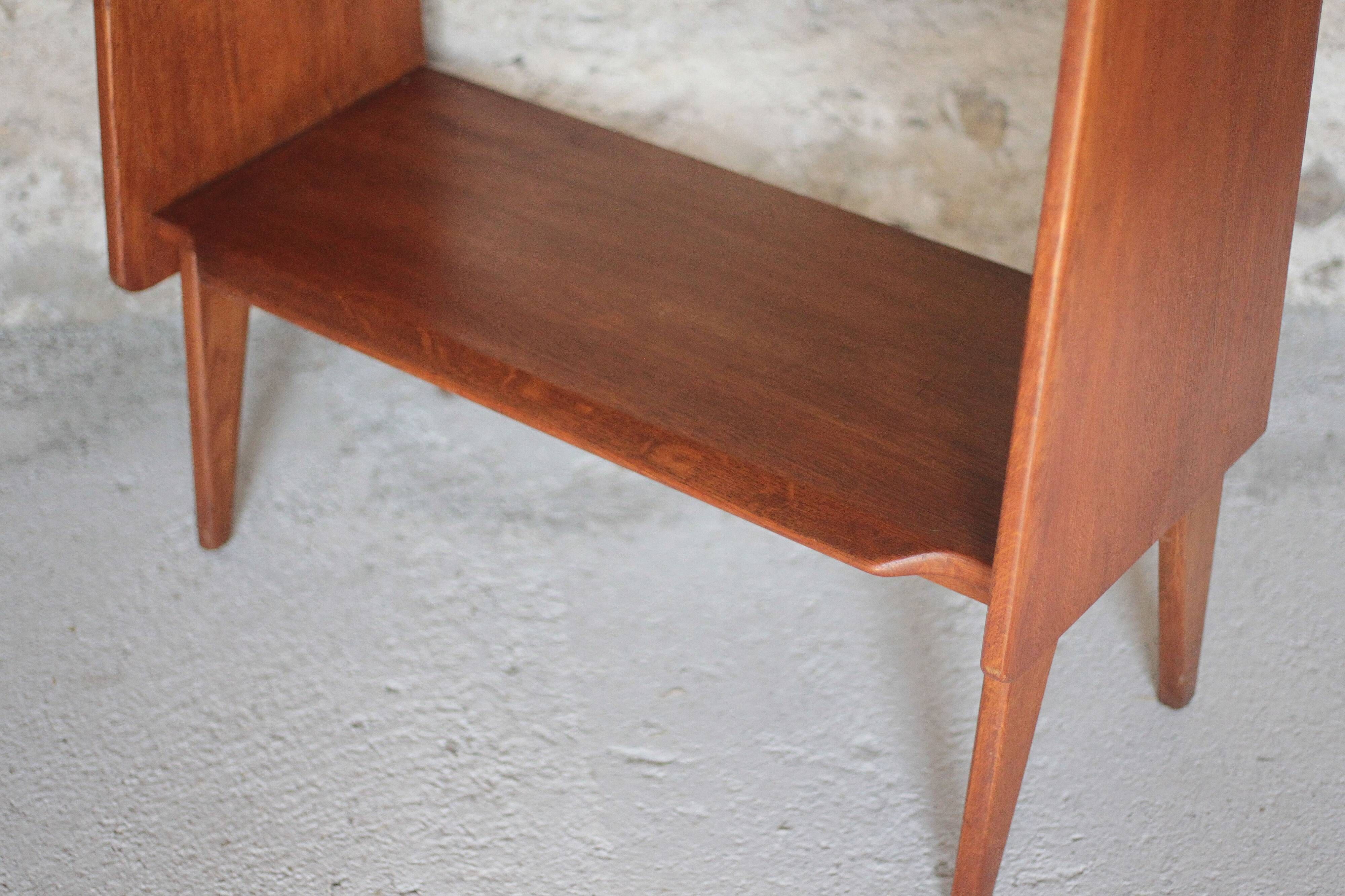 Vintage wooden furniture, Roger Landault shelf for ABC, 1950s.