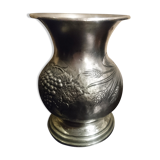 Pewter vase with grape and wheat decor