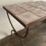 Ceramic and wrought iron coffee table
