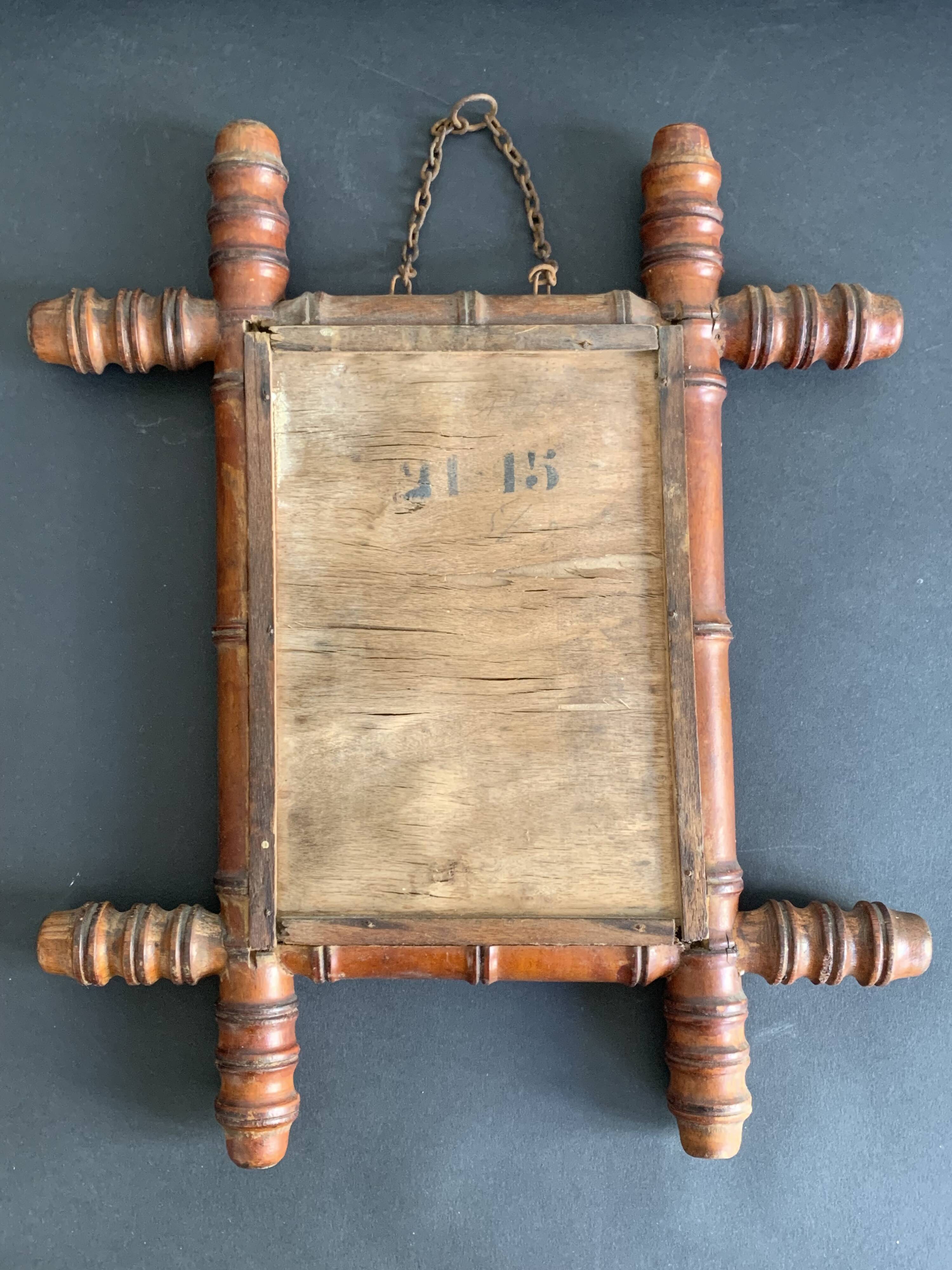 Late 19th century bamboo-style turned wooden mirror