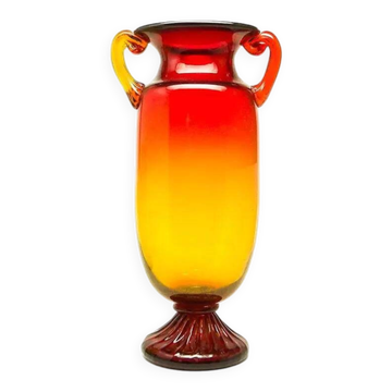 Vase moderne du milieu du siècle, en verre, conçu par J. Słuczan-Orkusz, Pologne, années 1970.