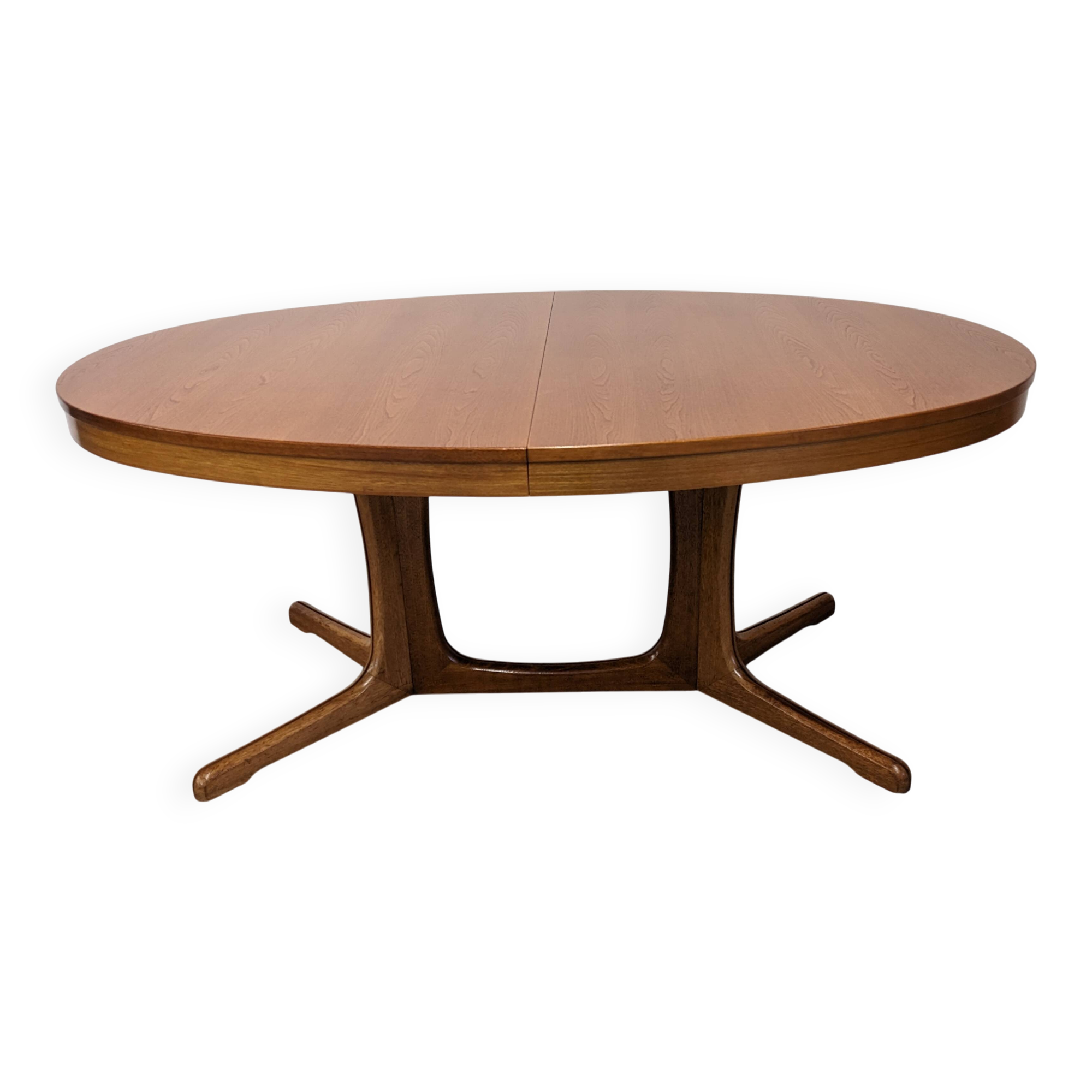 Oval extendable dining table by Baumann, France circa 1970.