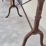 Restaurant bistro table in oval marble and decorated cast iron bases -1m51