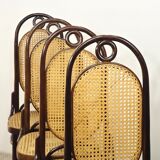Set of 4 chairs in curved and canned wood by Thonet & Fmg from the 1960's