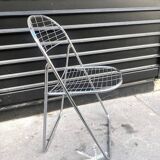 Paire de chaises pliantes en filet "aland" Niels Gammelgaard (?), chrome, 1970
