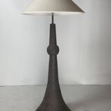 Brutalist Wabi Sabi Dutch Bouclé Shade aand Ceramic Floor Lamp, 1960s