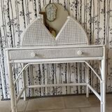 Coiffeuse en rotin blanc