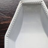 Antique octagonal serving dish from Creil and Montereau - Perles pattern - Pale blue-grey