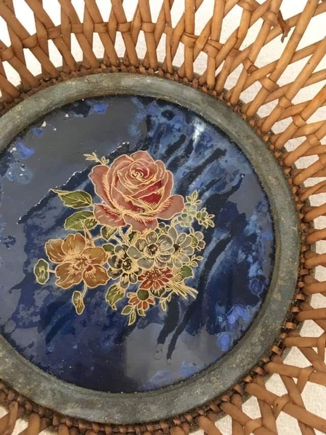Vintage metal and wicker basket