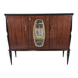 1960s backlit display cabinet with mirrored shelves
