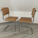 Pair chairs B32 Cesca skaï by Marcel Breuer vintage 1960