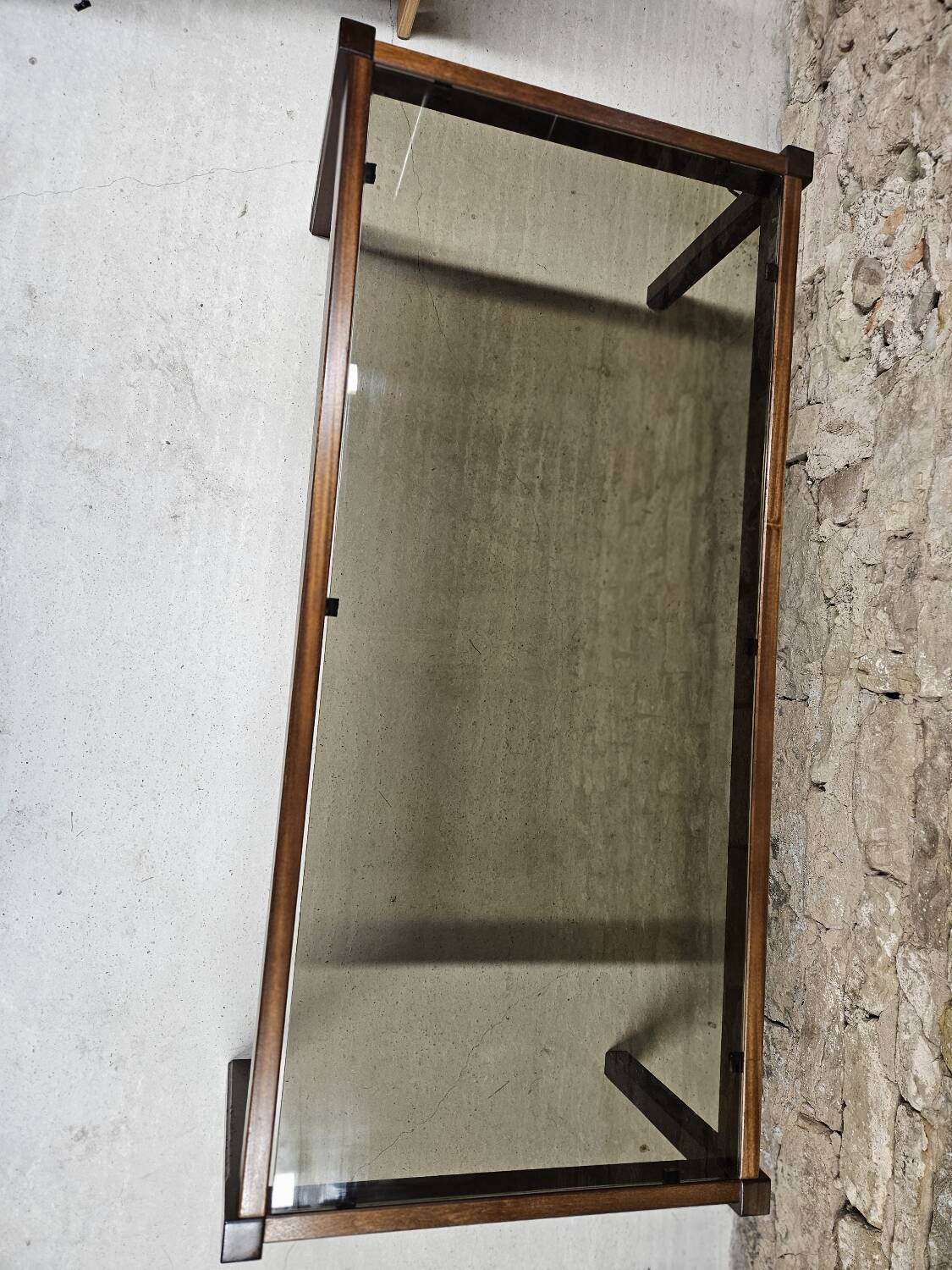 Teak coffee table with smoked glass 1970"