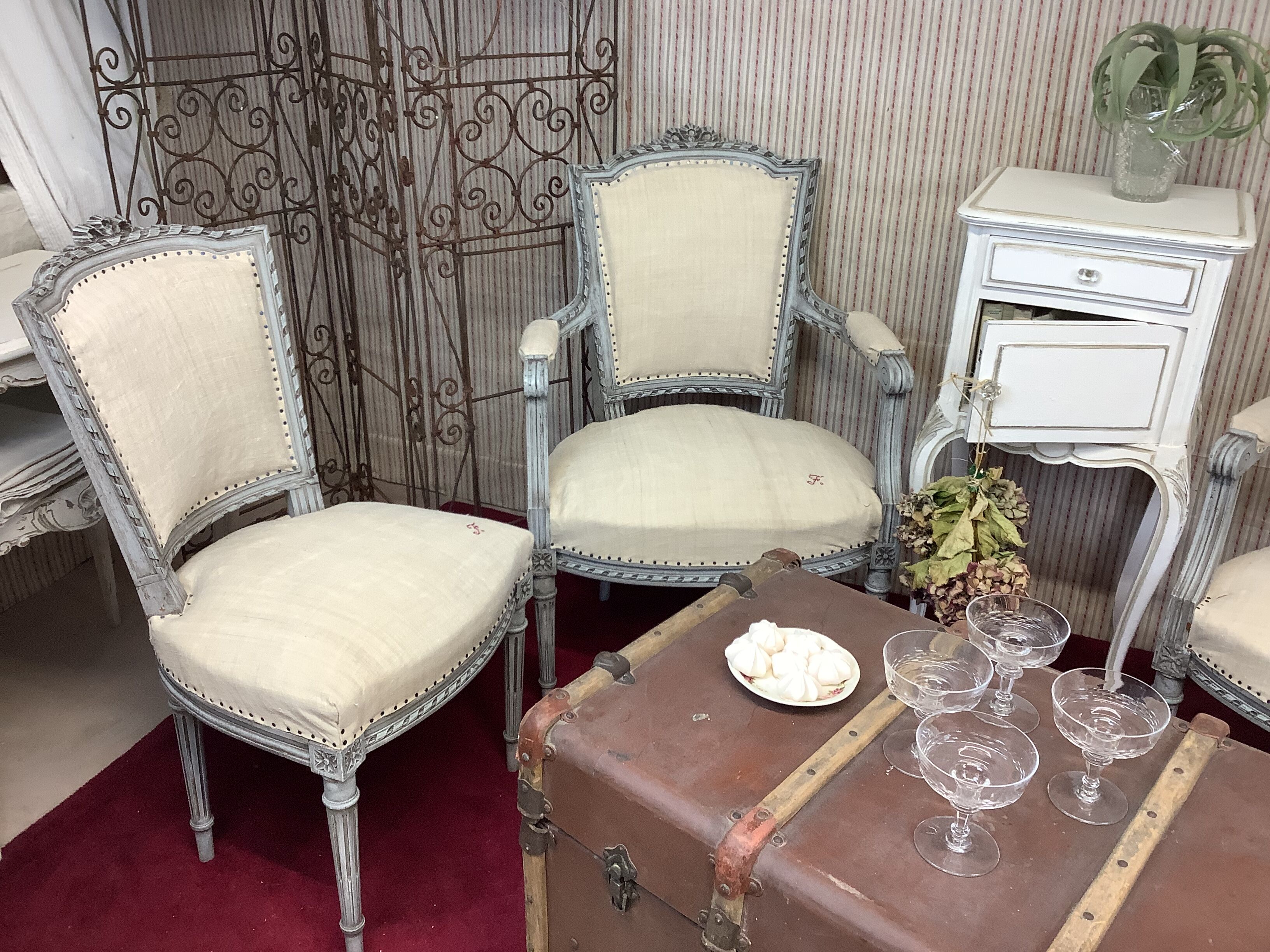 Pair of antique Louis XVI style chairs, completely renovated
