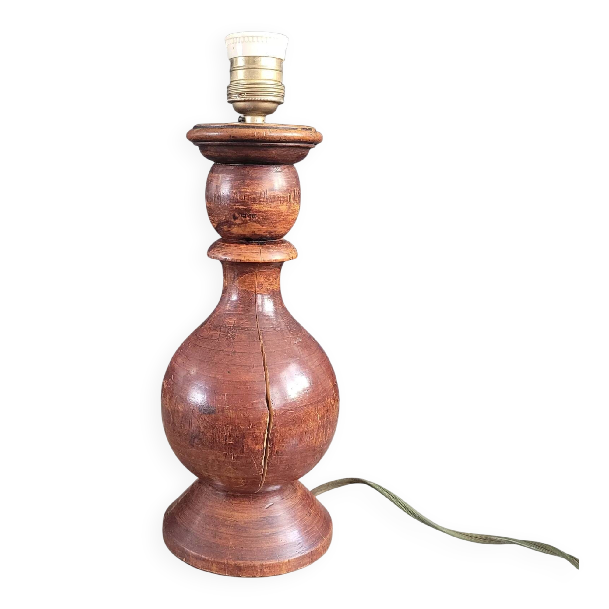 Turned wooden lamp base