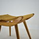 Pair of beech straw stools, 1960s, Czechoslovakia
