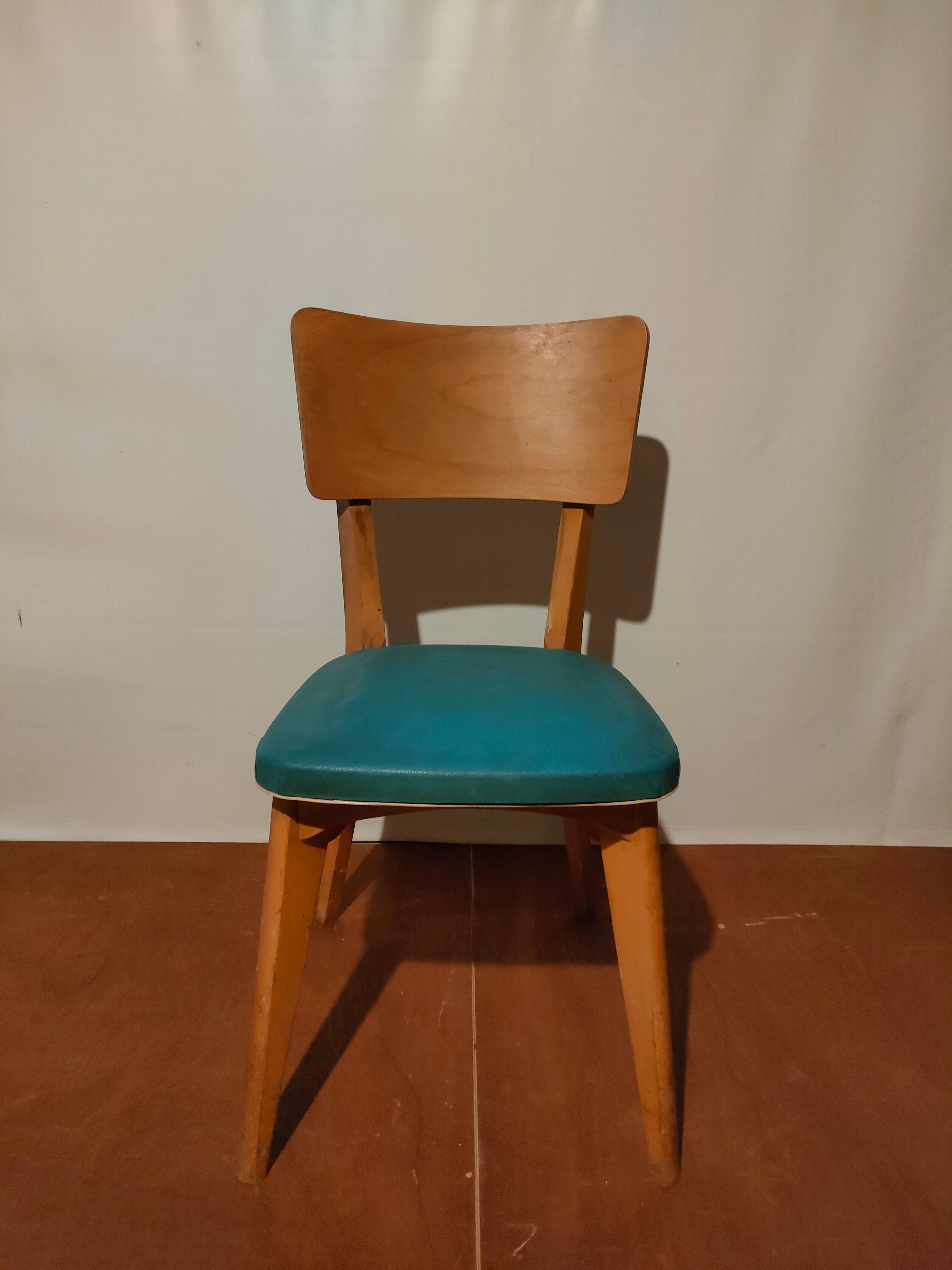 Set of 4 blue skai chairs