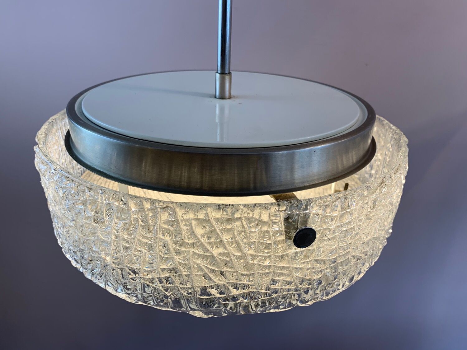 Suspension en verre texturé du Kaiser Leuchten allemand, années 1960