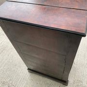 19th-century secretary chiffonnier in walnut burl & gilded leather with brass fittings.