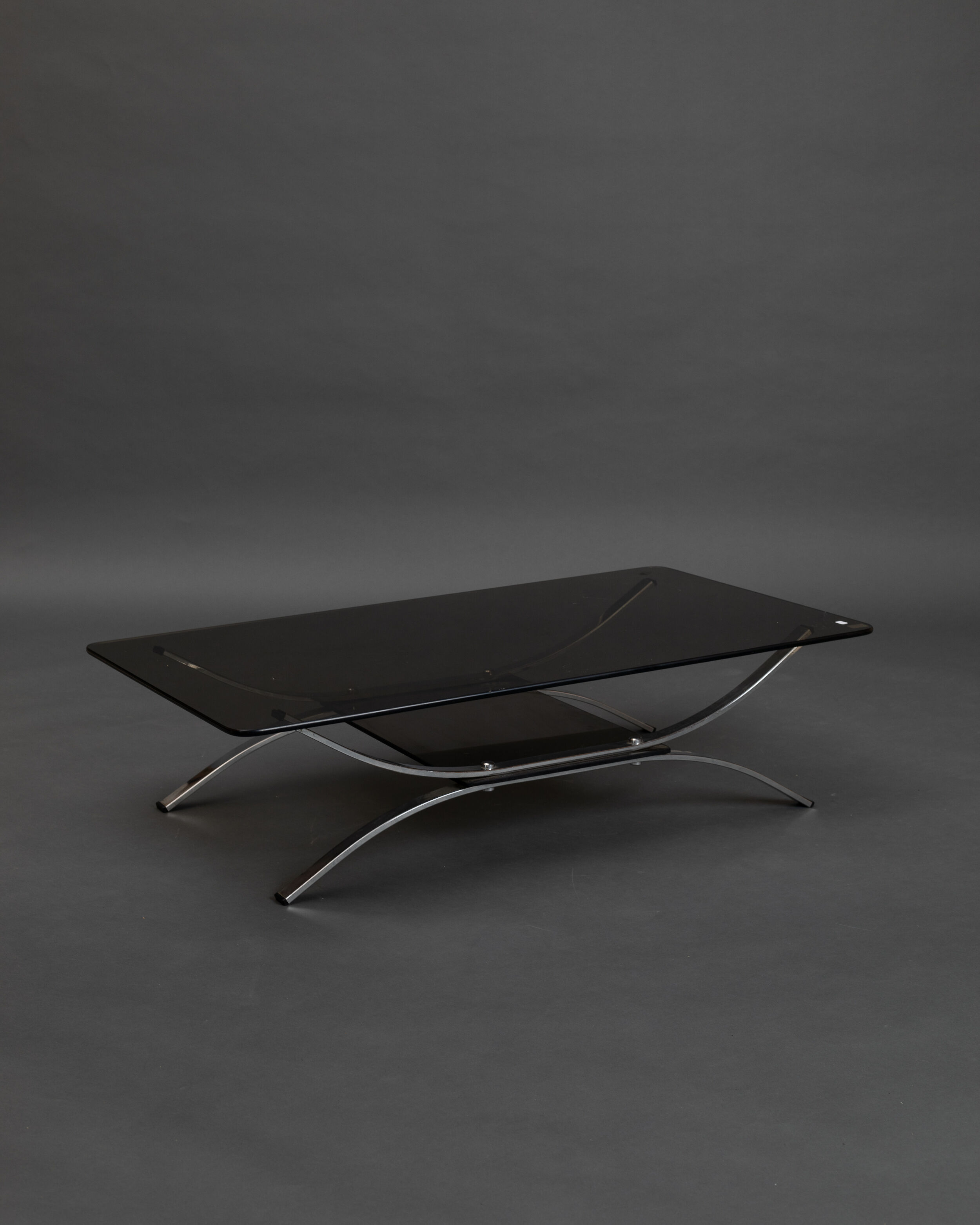 Chrome coffee table and smoked glass 1970