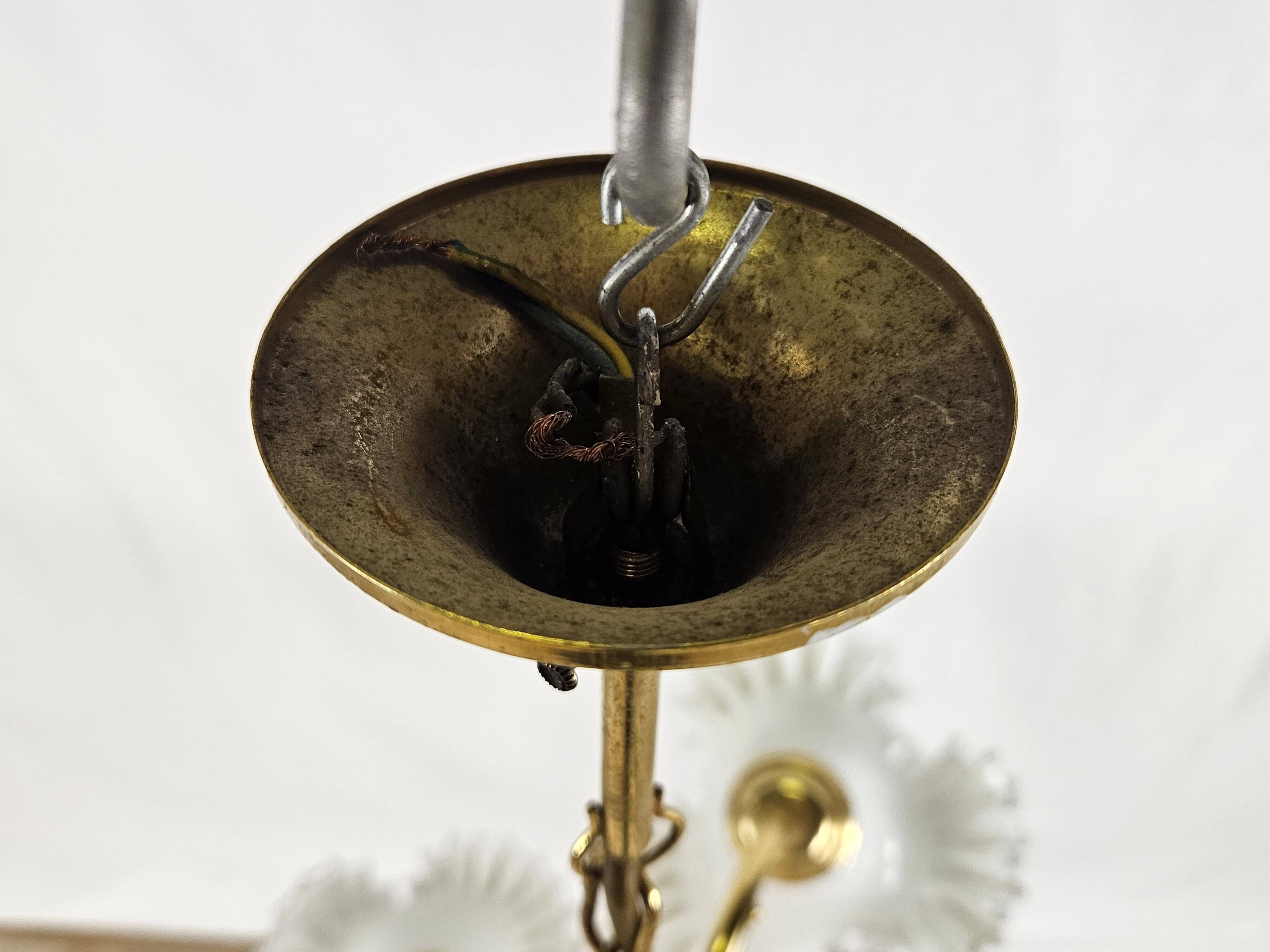 Lustre en céramique, laiton et verre de Murano des années 1970