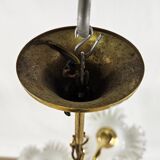 Lustre en céramique, laiton et verre de Murano des années 1970