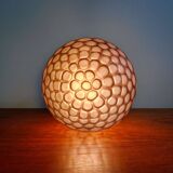 Plafonnier art déco en verre satiné alvéolé couleur aubergine, 1930