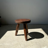 Brown solid wood stool flat circular seat