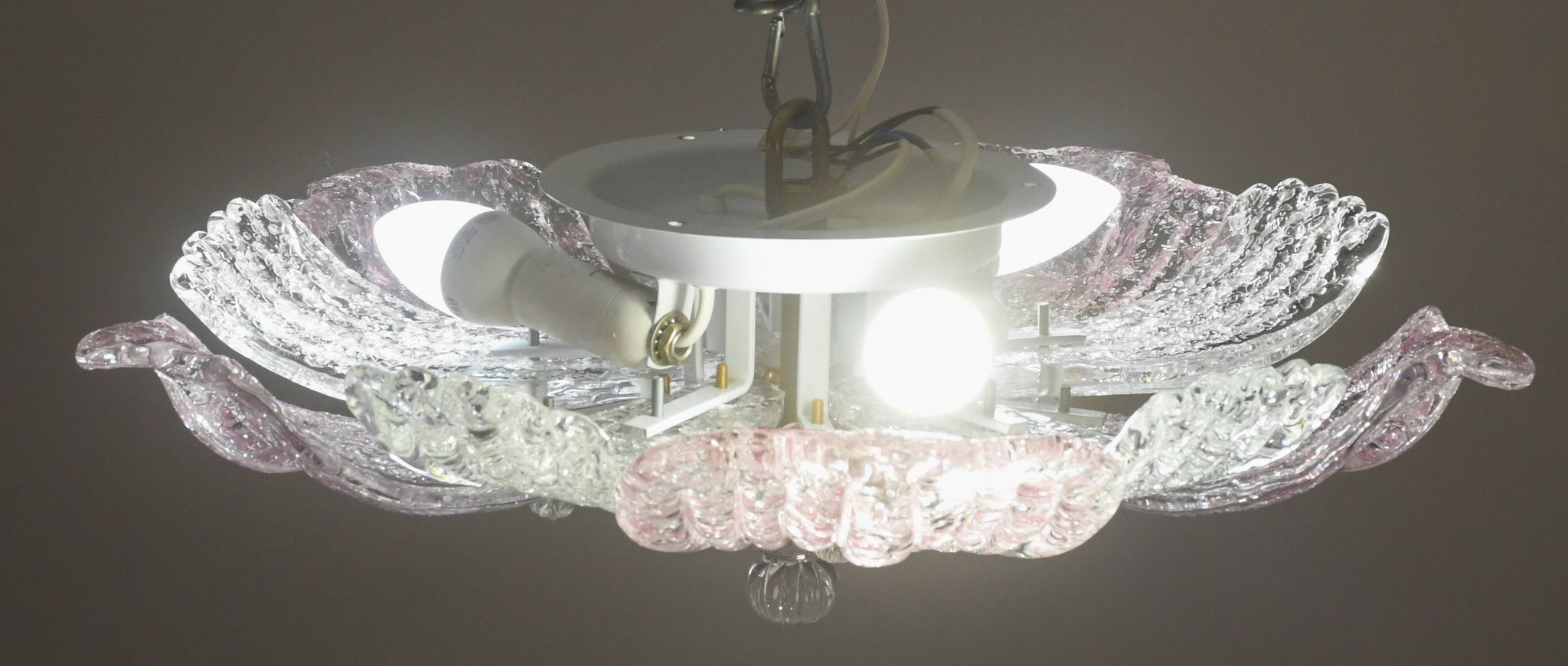 Plafonnier vintage en verre de Murano rose