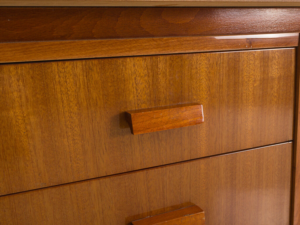 Fully restored Scandinavian desk with grey laminate top