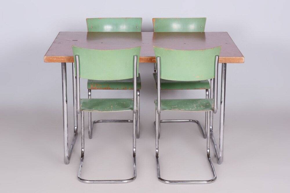 Original Bauhaus Dining Table attributed to Mücke Melder, Former Czechoslovakia, 1930s
