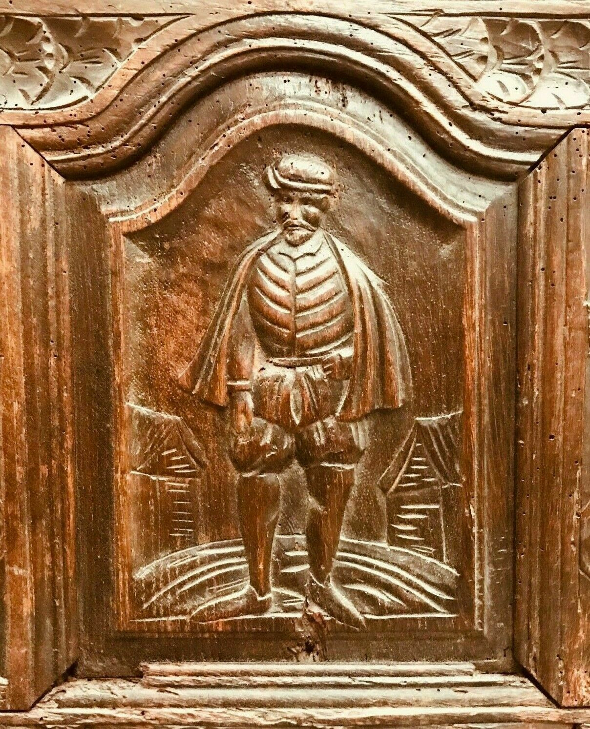 19th century carved ash-style chest bench