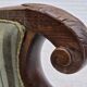 1950s, Danish relax armchair, green furniture velour, carved oak wood.