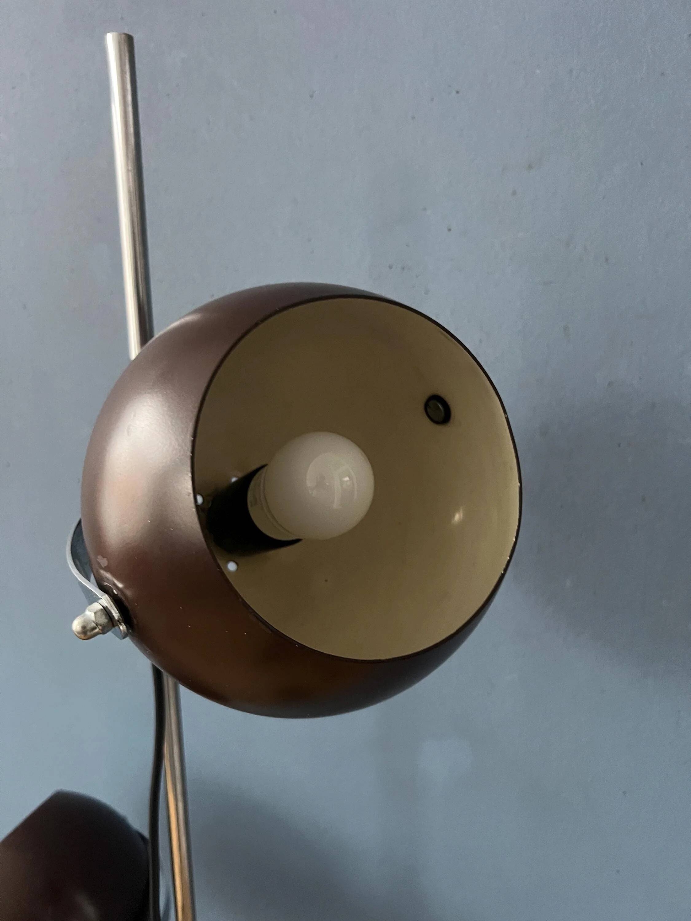 Space Age Mid-Century "eyeball" brown floor lamp