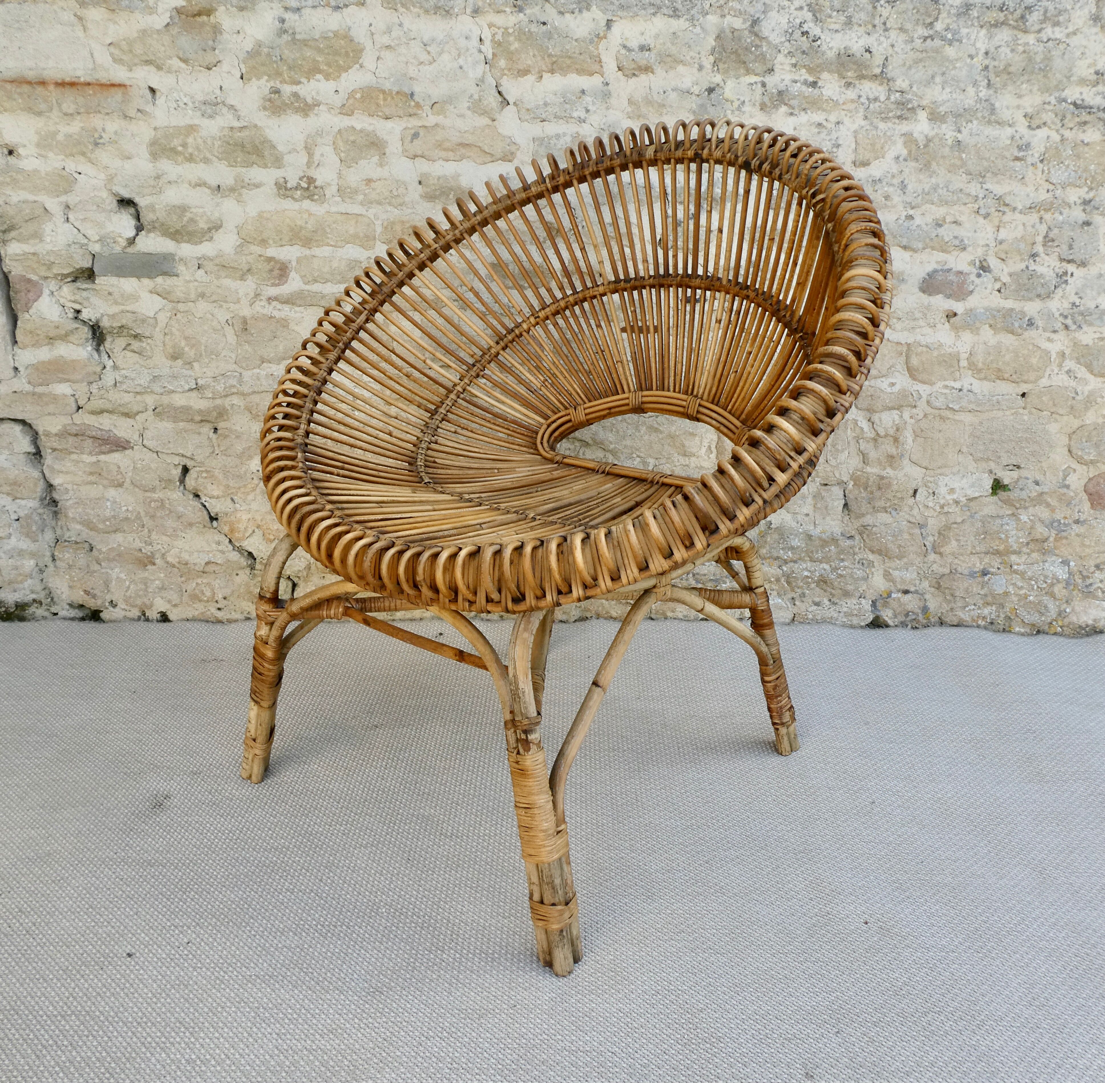 Rattan basket armchair from the 60s