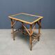 Bamboo side table with mirror top from France, 1940s