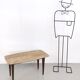 Rectangular Beech Coffee Table by Paolo Buffa with a Pink Travertine Top