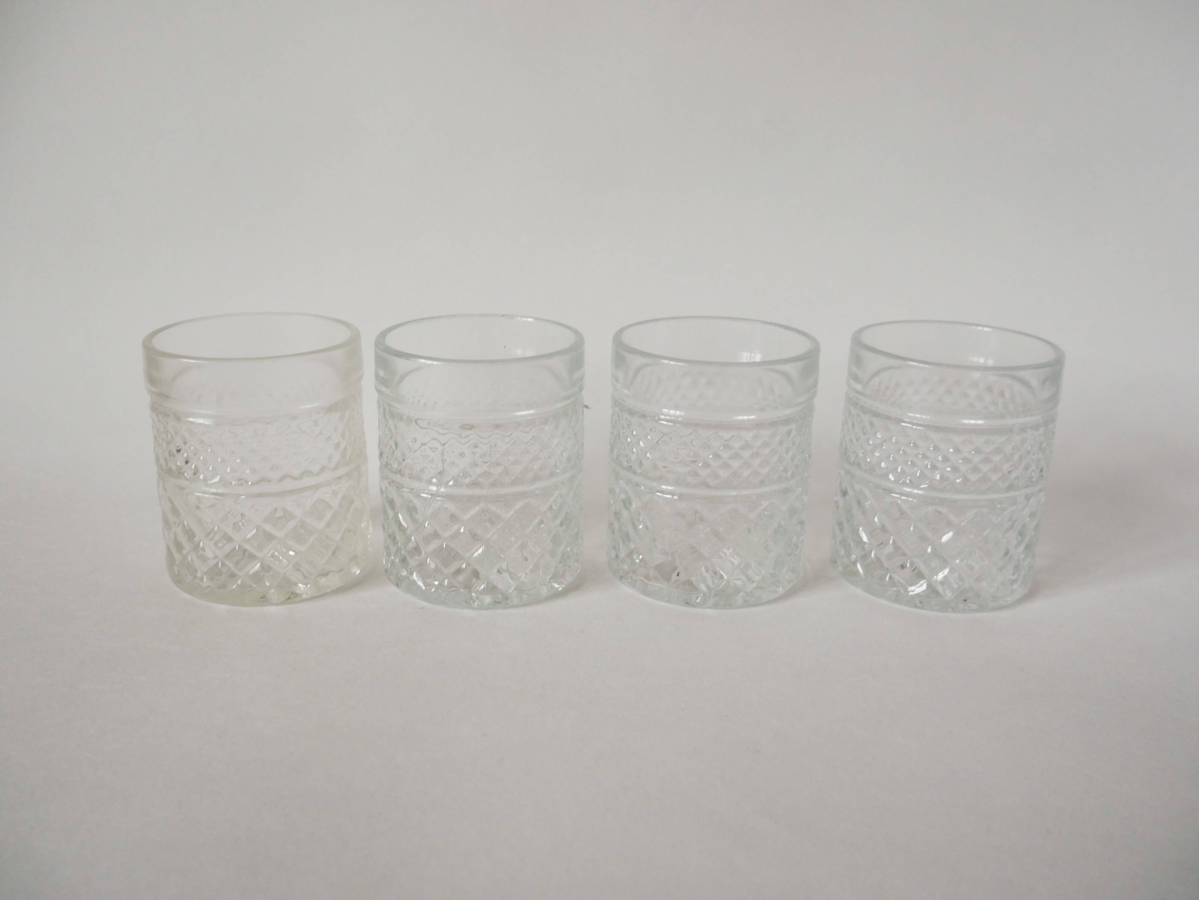 set of 4 whiskey glasses 1970
