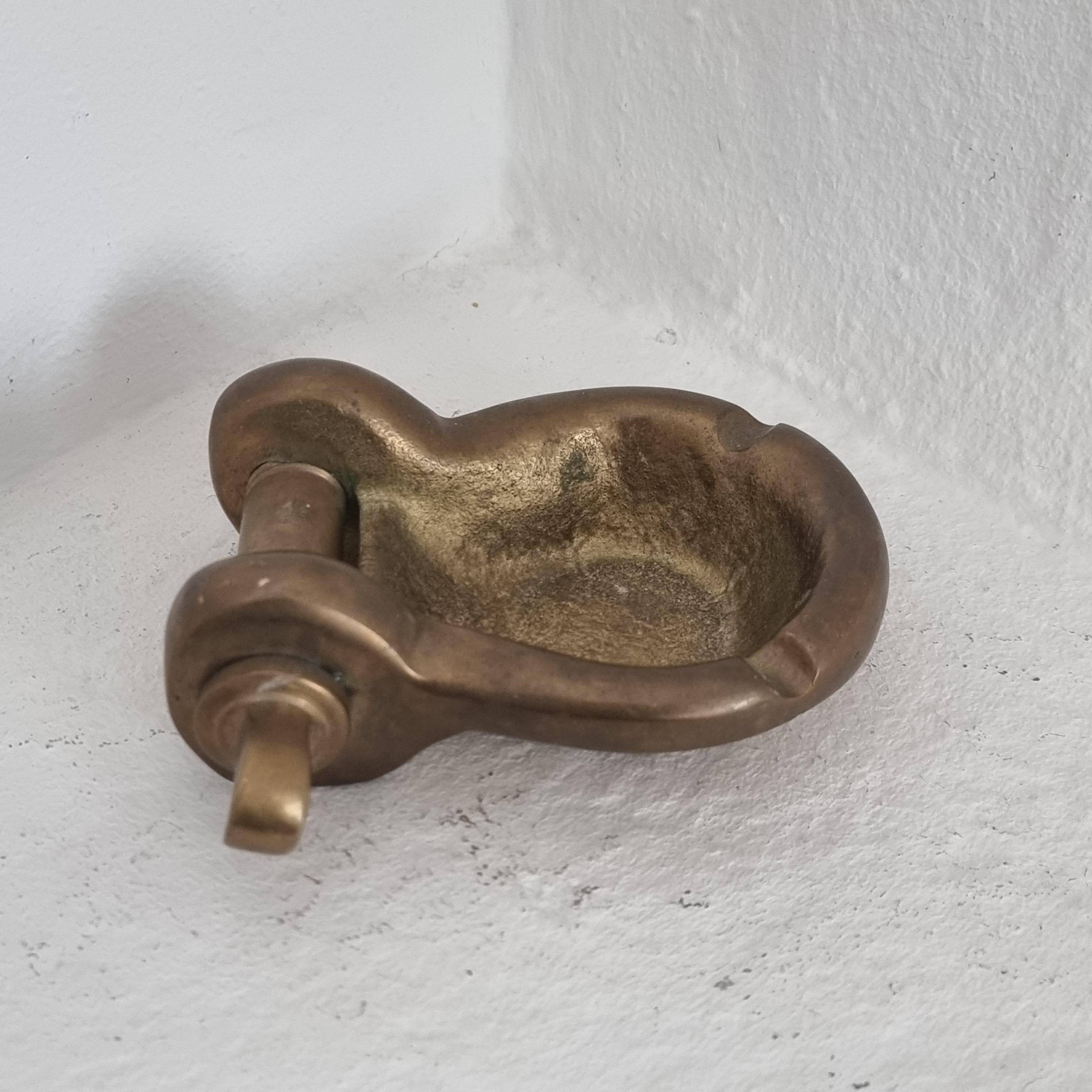 Clevis armrest ashtray in solid brass, nautical, 1950s/60s