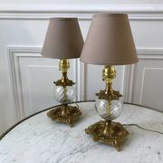 Pair of table lamps in bronze and glass early twentieth century