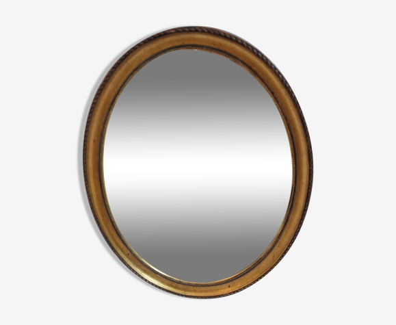 Miroir ovale bois doré , 44x34 cm