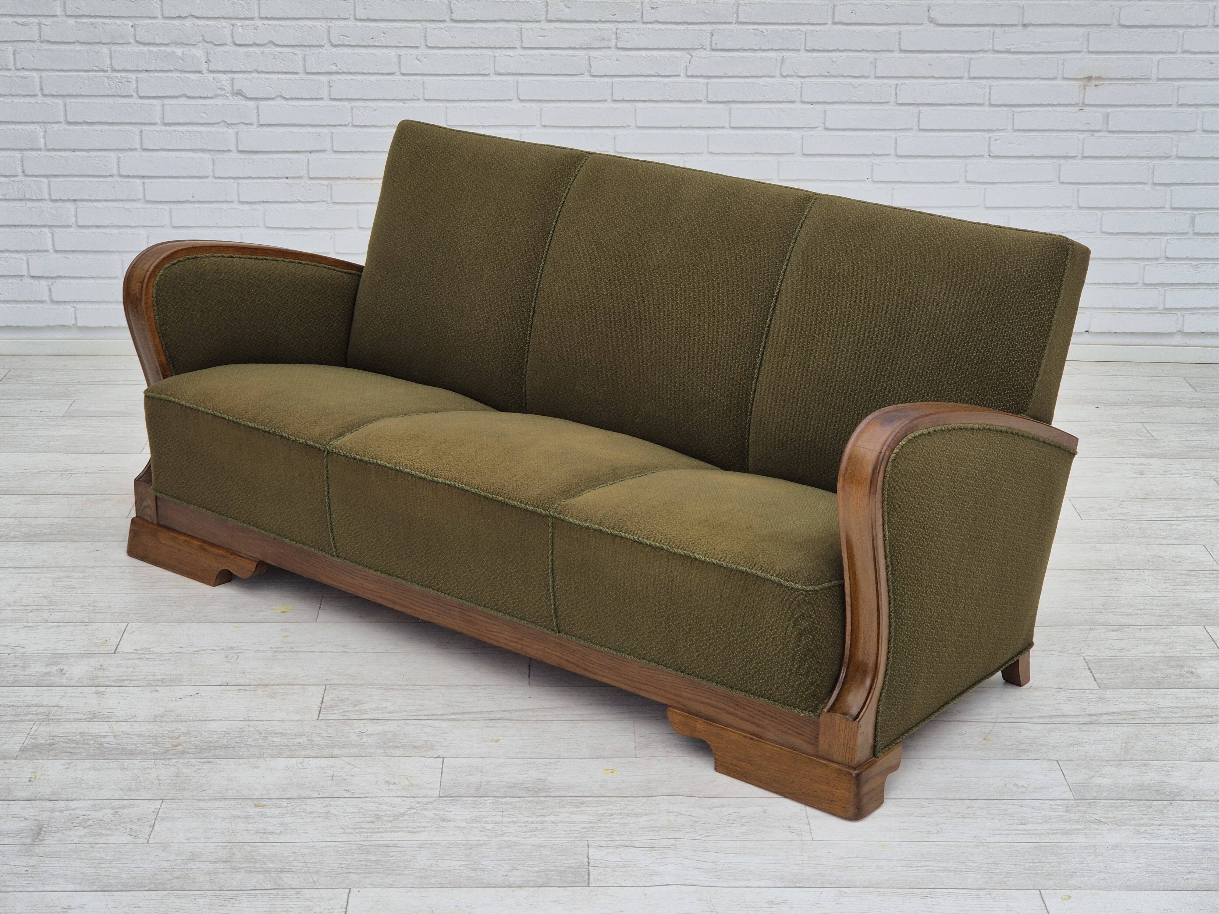 1950s, Danish 3 seater sofa in original very good condition, oak wood.