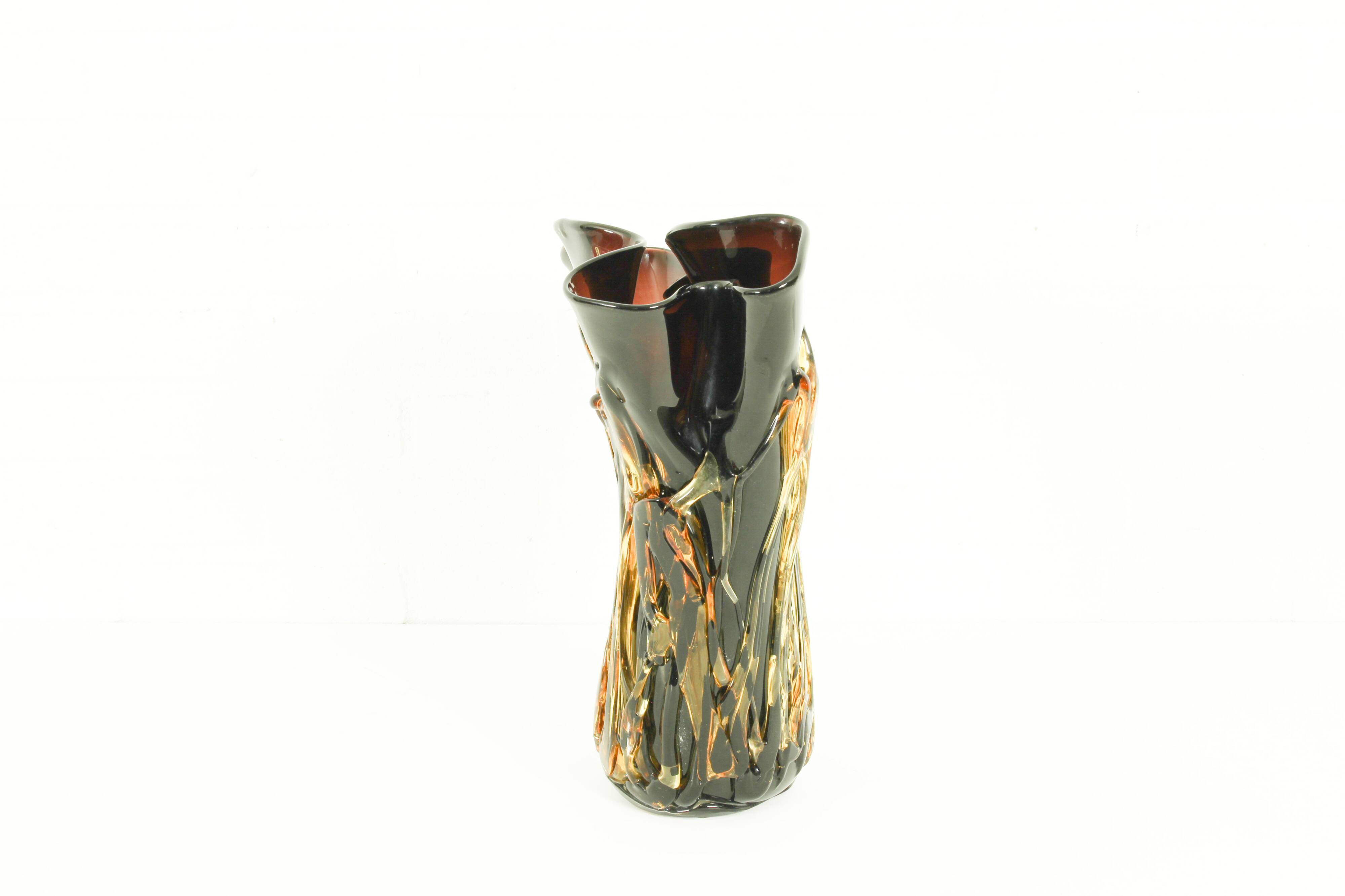 Large murano glass vase by enrico cammozzo (with coa)