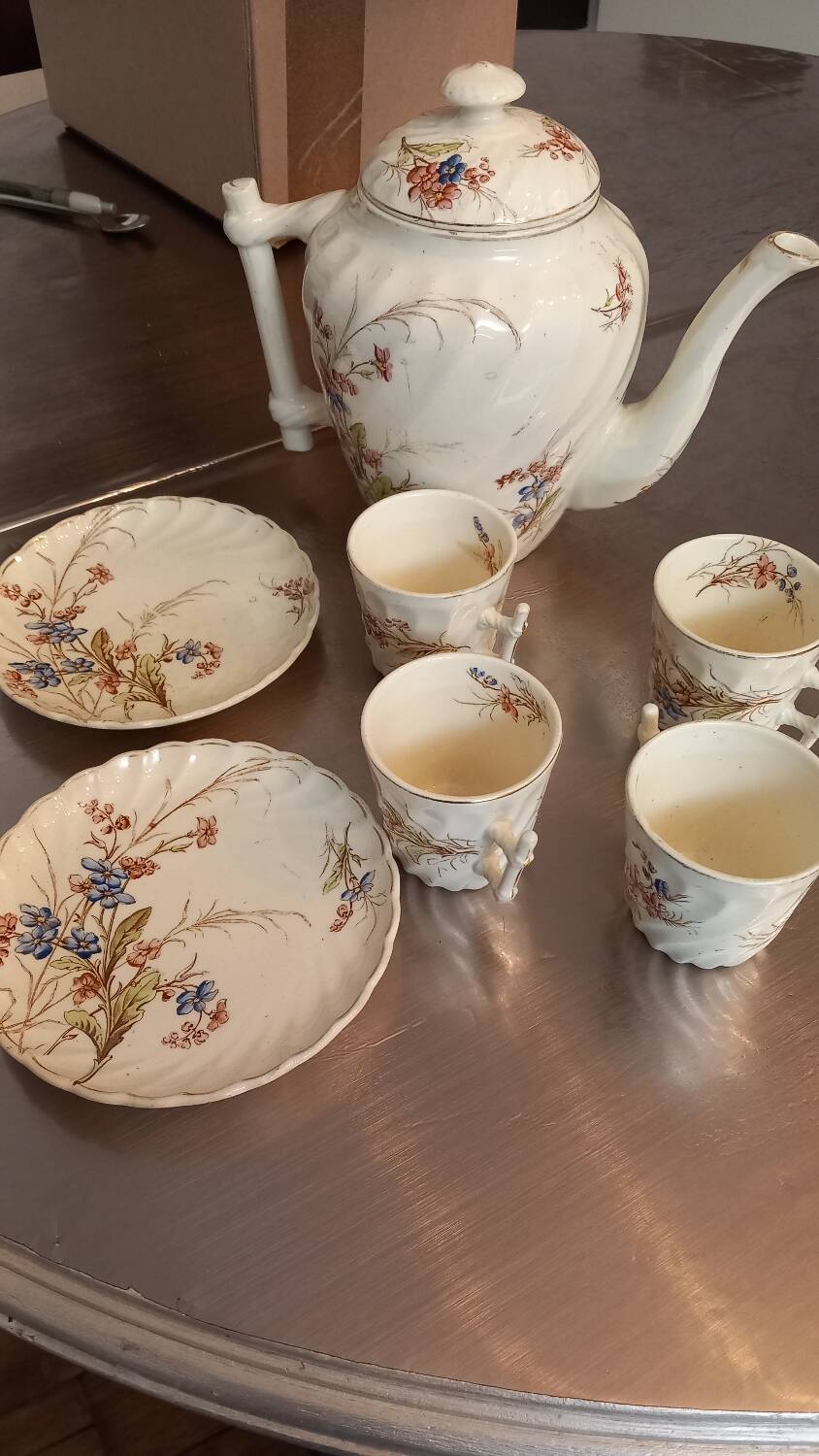 Service à café ancien Myosotis Lunéville