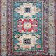 Handmade Oriental Rug Kazak Afghan: 1.66 X 2.64 Meters