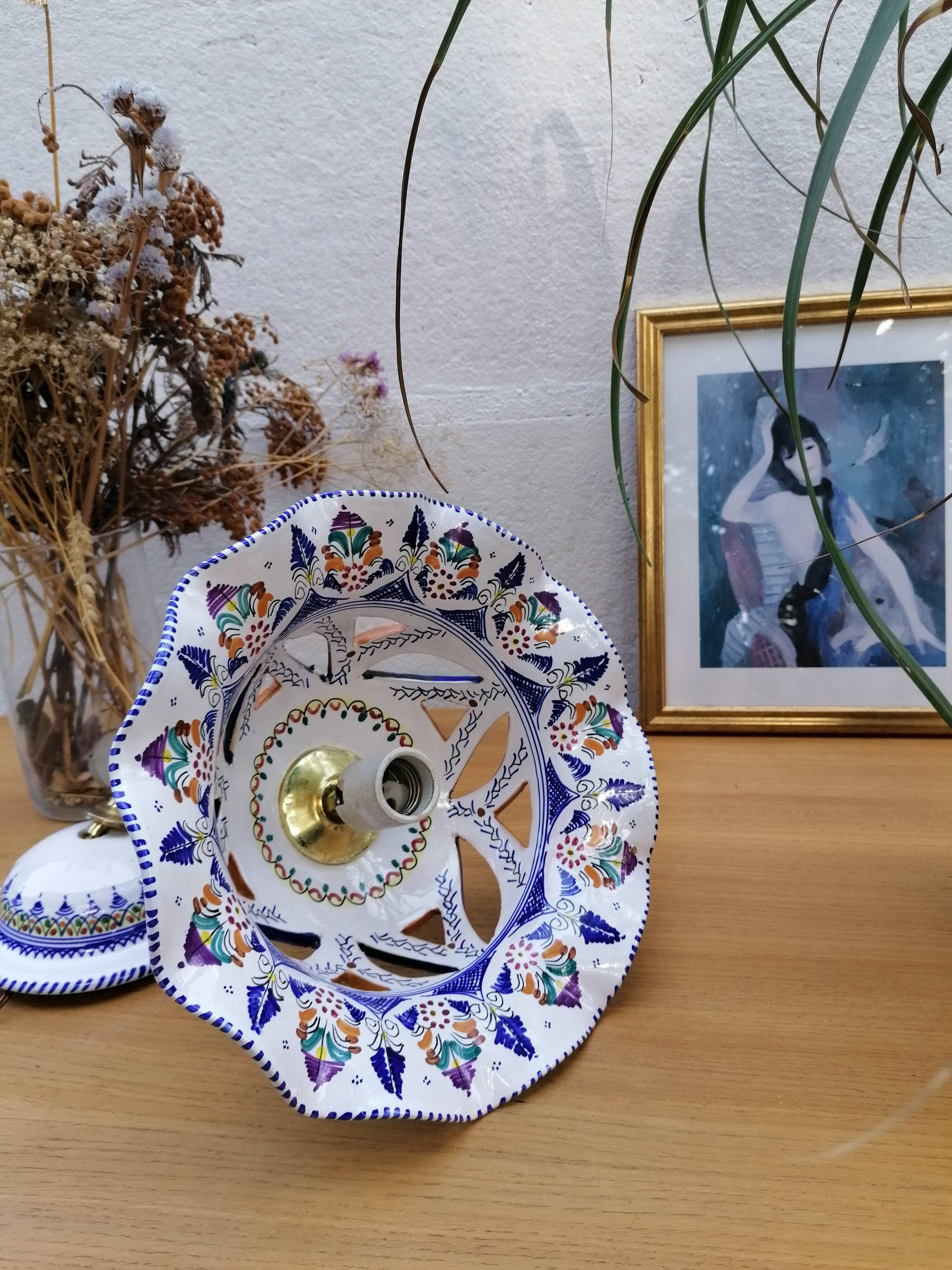 Vintage hand-painted earthenware suspension